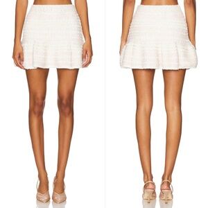 LoveShackFancy White Textured Mini Skirt